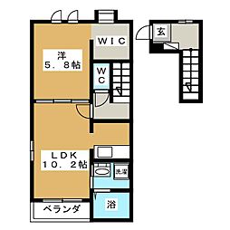 エクセレントロジェA 1LDKの間取図画像