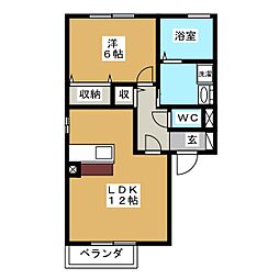 ウィルモアハラ 1LDKの間取図画像