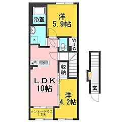 シェルル・城東 2LDKの間取図画像