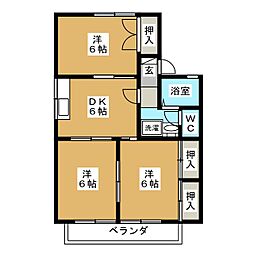 アイディル金子A 3DKの間取図画像