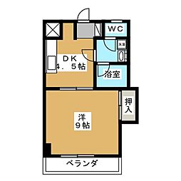 カイセー三芳 1DKの間取図画像