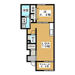 ラピィエル 1LDKの間取図画像