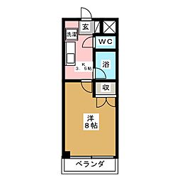 サニーハイツNAOE 1Kの間取図画像