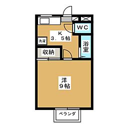 CASAはらまちA 1Kの間取図画像