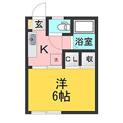 フォーブル中町 1Kの間取図画像