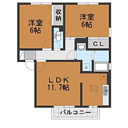 ロイヤルウイングD 2LDKの間取図画像