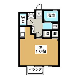 クレアール ワンルームの間取図画像