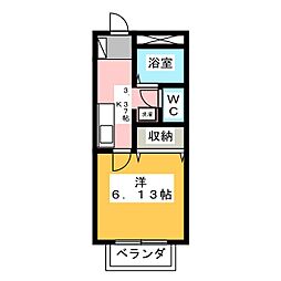 コーポラスさつき 1Kの間取図画像