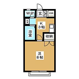 相ノ木ハイツ 1Kの間取図画像