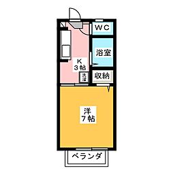 アメニティタウン上氷鉋A 1Kの間取図画像