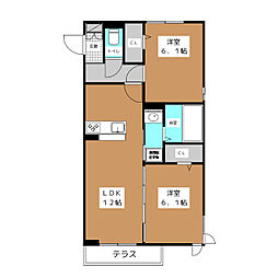 グランスクエア III番館 2LDKの間取図画像