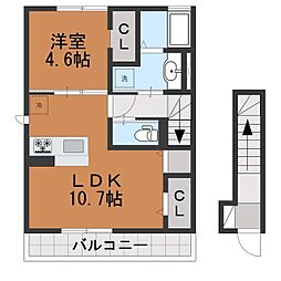 グランディールT E棟 1LDKの間取図画像