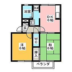 アーバン宮北 2DKの間取図画像