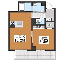 ル・プレジール 1LDKの間取図画像
