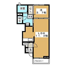 クラールT・O 1LDKの間取図画像