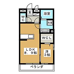 アップガーデン 1LDKの間取図画像