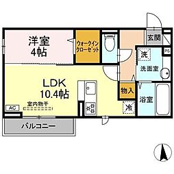 GRAND D-ROOM 高宮北 E 2階1LDKの間取り