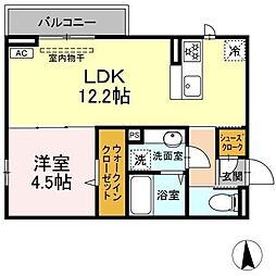 GRAND D-ROOM 高宮北 E 3階1LDKの間取り