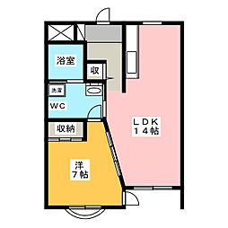 メゾンウエスト 1階1LDKの間取り