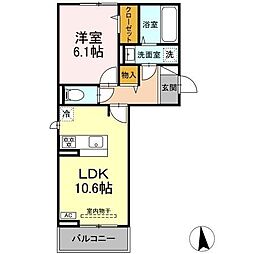 Grace　Yama（グレイス　ヤマ） 3階1LDKの間取り