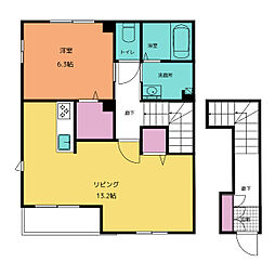Ｐｅｒｓｉｌ 2階1LDKの間取り