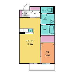 サウスウインド 1階1LDKの間取り