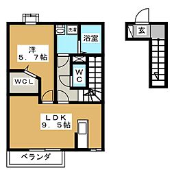 フェリーチェマルヤマ 1LDKの間取図画像