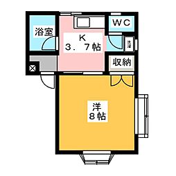 ビーハーツ 1Kの間取図画像