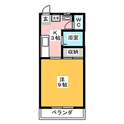 龍上館ハイツ 1Kの間取図画像