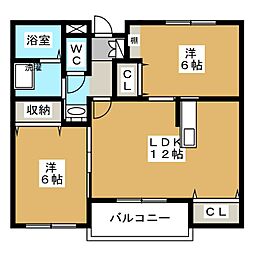 ヴィラ・クレアーレ 2LDKの間取図画像
