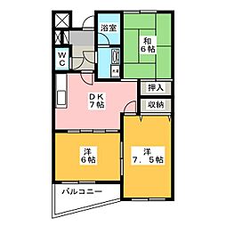 しるく・いち 3DKの間取図画像