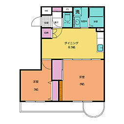 アルティザ松本 2DKの間取図画像