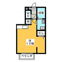 スクエアガーデンC ワンルームの間取図画像