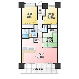 ポレスター松本城公園 3LDKの間取図画像