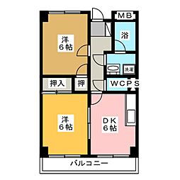 モンターニュ横山 2DKの間取図画像