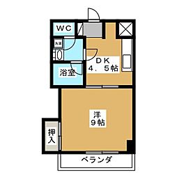 カイセー三芳 1DKの間取図画像