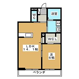 メゾン松陽亭 1LDKの間取図画像