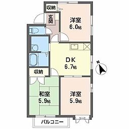 ディアスちごちごA 2LDKの間取図画像