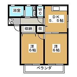 平田の森緑謳館 2Kの間取図画像