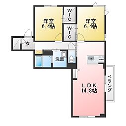 グランツ 2LDKの間取図画像