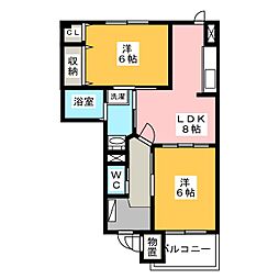 カーサ・ソレアード 2DKの間取図画像