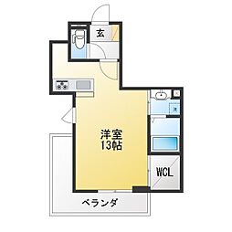 GRAND D-ROOM高宮中 1Kの間取図画像