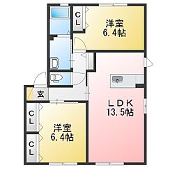 MASTTOWN島内D 2LDKの間取図画像