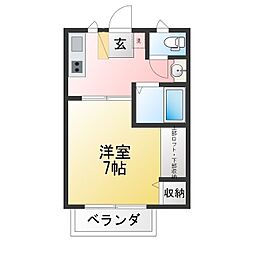コーポポテンシャル 1Kの間取図画像