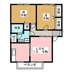 グランドール沢村A棟 2LDKの間取図画像