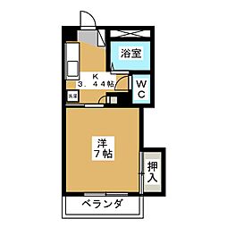 メラ・ベルデS棟 1Kの間取図画像