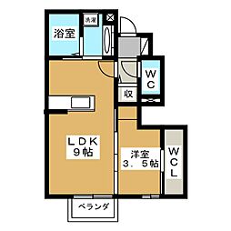 コンフォルタ野溝 1LDKの間取図画像