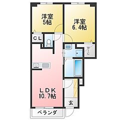 プラッツ・ルーエ 2LDKの間取図画像