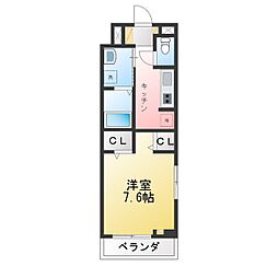 ゼフィールII 1Kの間取図画像