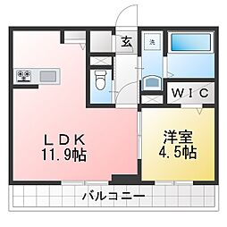 GRAND D-ROOM女鳥羽 1LDKの間取図画像